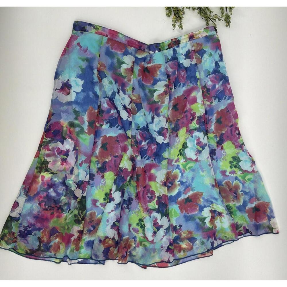 Notations Multicolored Flare Midi Skirt Women's PXL
